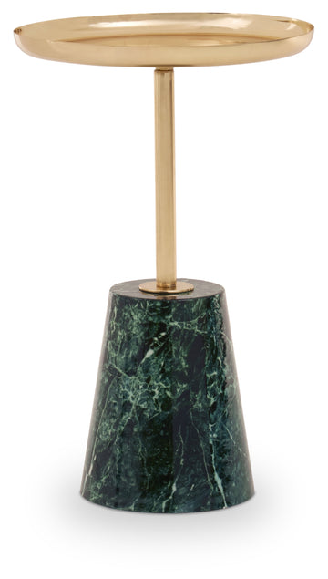 Avola Gold Side Table Green Marble Effect Base